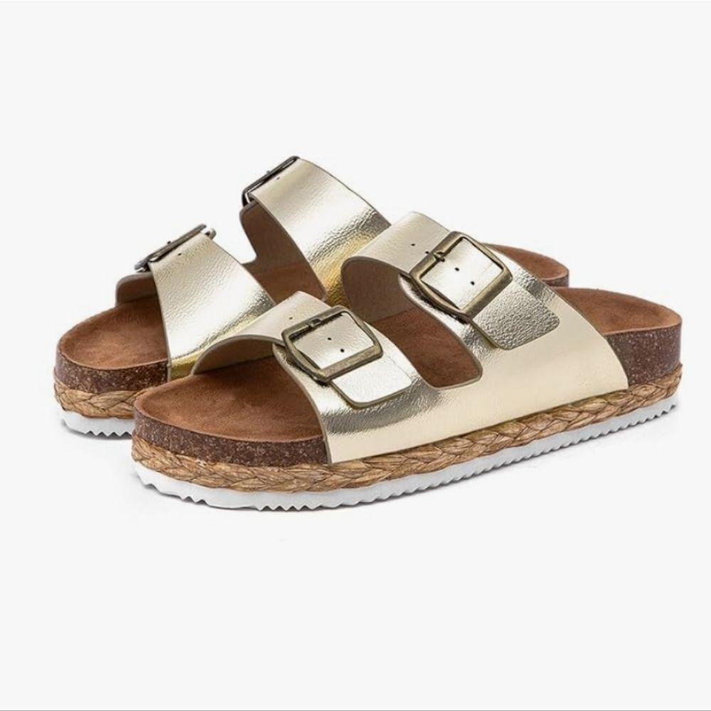 NIB Lryweisy Women Cork Sandals Comfortable Espadrilles Flatform Sz 8